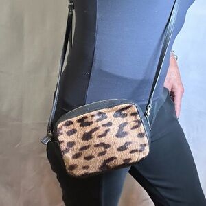 Aritzia Auxiliary Leopard Print Pony Hair Haircalf Crossbody Bag Genuine Leather